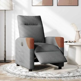 3323991 vidaXL Електрически наклоняем стол, тъмносив, текстил