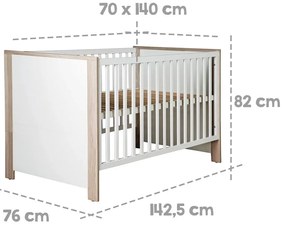 Детско легло в бял и естествен цвят 70x140 cm Olaf - Roba