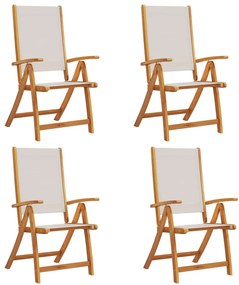 3279238 vidaXL Сгъваеми градински столове, 4 бр, акация масив и textilene