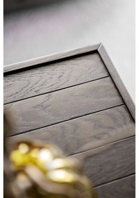 Тъмнокафява масичка за кафе с дъбова дървена плоскост ø 70 cm Deerfield – Rowico