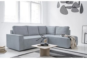 Светлосив разтегателен ъглов диван от рипсено кадифе (десен ъгъл) Brave Dave – Miuform