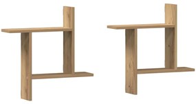 853262 vidaXL Стенни рафтове, 2 бр, дъб артизан, 50x12x50 см, инженерно дърво