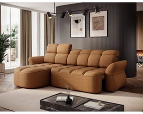 Жълт/кафяв кадифен сгъваем/с място за съхранение ъглов диван (ляв ъгъл) Beneth – ELTAP