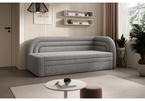 Сив сгъваем/с място за съхранение диван от прежда с примки от букле десен ъгъл 223 cm Fabillo – ELTAP