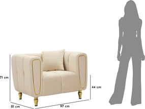Кремаво кадифено кресло Alma – Mauro Ferretti