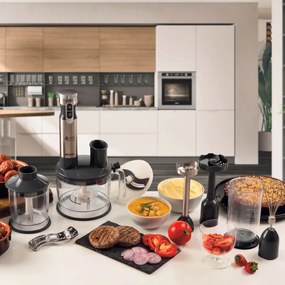 Разопакован: Мултифункционален пасатор 7в1 Ariete 4 BLADES 0898/11, 1000W, 10 скорости, 7 функции, Турбо, Черен/инокс