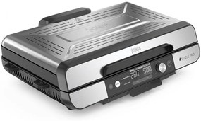 Електрически грил Ninja Sizzle Pro XL GX101EU, 1800W, 120°-260°C, 2 керамични плочи, 10 бургера, ProTemp IQ, Сваляем капак, Черен/инокс