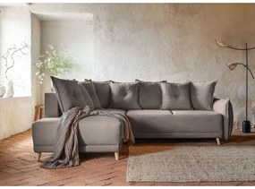 Светлокафяв велурен разтегателен диван (ляв ъгъл) Lazy Lukka - Miuform