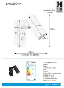 Черна стенна лампа Barcelona - Markslöjd