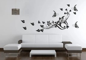 Интериорен стикер за стена с цветя, пеперуди и листа 60 x 120 cm