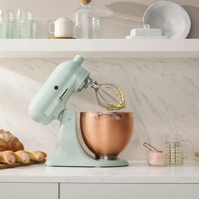 Планетарен миксер KitchenAid Artisan Blossom Exclusive Design 5KSM180LEELB, 300W, 4.7 л, Direct drive, 10 скорости, Накланяща се глава, Купа от кована мед, Билково зелен