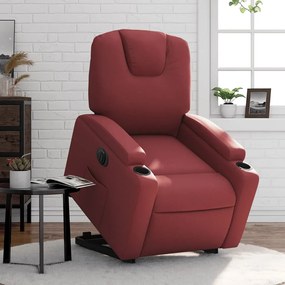 3204448 vidaXL Електрически изправящ реклайнер стол, виненочервен, еко кожа