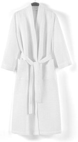 Бял памучен халат за баня размер L Mia Waffle - Foutastic