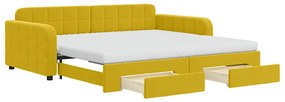 3197013 vidaXL Канапе с изтеглящо легло и чекмеджета жълто 100x200 см кадифе