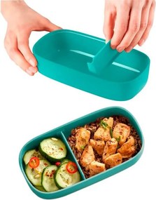 Кутия за храна Lekue On The Go 1010236, 500 мл, Херметично затваряне, Отделение за прибори, Клапан за микровълнова, Тюркоаз