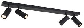 Интелигентен таванен прожектор черен 4-светлини регулируем вкл. 4 Wifi GU10 50mm - Renna