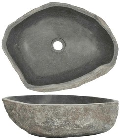 242668 vidaXL Мивка от речен камък, овална, (45-53)x(34-41) см