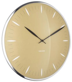 Стъклен стенен часовник в горчично жълто, ø 40 cm Leaf - Karlsson