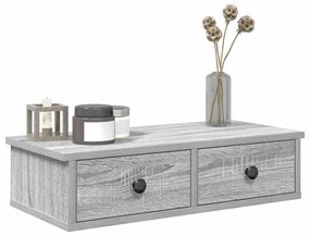 859946 vidaXL Стенен рафт с чекмеджета сив сонома 60x28x15 см инженерно дърво