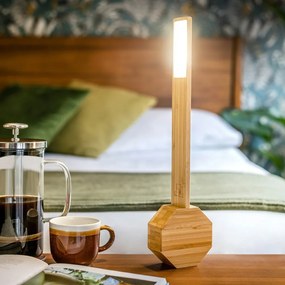 Бамбукова LED настолна лампа в естествен цвят (височина 39,5 cm) Octagon One – Gingko