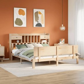 3322698 vidaXL Легло с етажерка за книги, без матрак, 180x200 см, бор масив