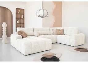 Кремав разтегателен модулен ъглов диван с място за съхранение (десен ъгъл) Lulu – Miuform