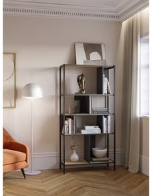 Етажерка за книги в дъбов декор в черно и натурално 88x175 cm Alabama - Marckeric