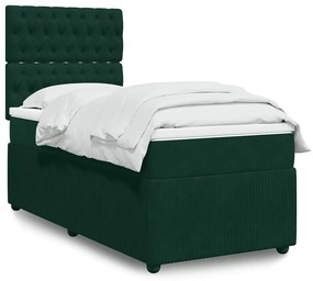 3292271 vidaXL Боксспринг легло с матрак, тъмнозелено, 100x200 см, кадифе