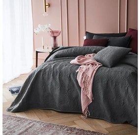 Едноцветно сиво покривало за легло с шевове 200 х 220 см