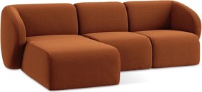 Теракотен кадифен ъглов диван (ляв ъгъл) Lani – Makamii