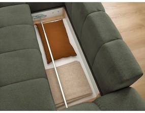 Зелен шенилов сгъваем/с място за съхранение ъглов диван (ляв ъгъл) Everest – Bobochic Paris