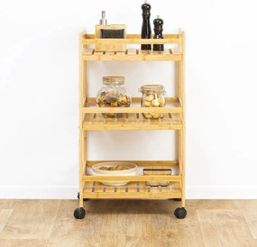 Кухненска количка 5five Linha, Средна, Бамбук, 3 нива