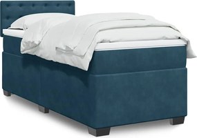 3286214 vidaXL Боксспринг легло с матрак, тъмносиньо, 90x200 см, кадифе