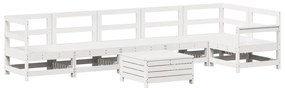 3250881 vidaXL Градински комплект диван от 7 части, бял, масивно дърво бор