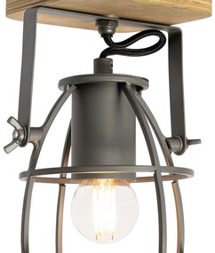 Индустриален прожектор тъмно сив с дърво регулируем - Arthur