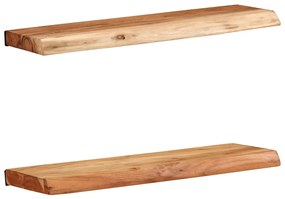 373625 vidaXL Стенни рафтове, 2 бр, 60x20x3,5 см, акациево дърво масив