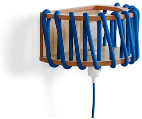 Синя стенна лампа с дървена конструкция, широчина 30 cm Macaron - EMKO