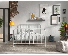 Бяло метално двойно легло 140x200 cm с включена подматрачна рамка BRONXX – Vipack