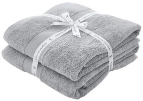 Светлосиви памучни хавлиени кърпи в комплект от 2 бр. от тери 90x140 cm Anti-Bacterial – Catherine Lansfield