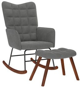 4016844 vidaXL Люлеещ се стол с табуретка, тъмносив кадифе