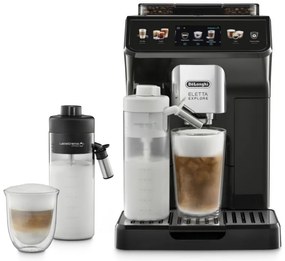 Кафеавтомат DeLonghi Eletta Explore ECAM450.65.G, 1450W, 19 bar, 1.8l, Wi-Fi, Сензорен TFT дисплей, LatteCrema hot/cool, Twin Shot, To-Go, +Мляно кафе, Черен/сив