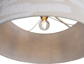 Подова лампа златна регулируема с бял и бежов раиран абажур 50 см - Editor