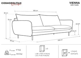 Светлосив диван , 230 см Vienna - Cosmopolitan Design