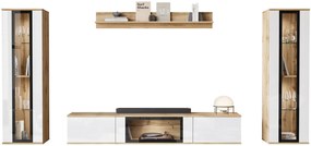 Комплект за Всекидневна Каро-Натурален-Бял Лъскав