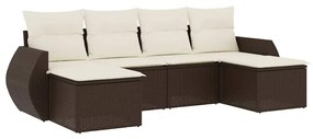 3221722 vidaXL Градински комплект с възглавници, 6 части, кафяв, полиратан