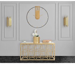 Черен стенен часовник със златни детайли Goldy, ø 60 cm - Mauro Ferretti