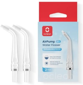 Комплект 2 бр накрайници за ортодонтия Oclean N21 Nozzle, Съвместим с AirPump A10, Дълбоко почистване, Прозрачен