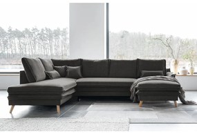 Тъмносив разтегателен ъглов диван (ляв ъгъл/"U" форма) Charming Charlie – Miuform