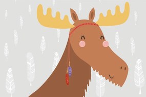 Самозалепващ тапет – Сладък елен с индиански пера