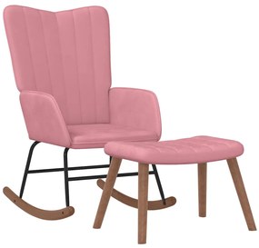 327758 vidaXL Люлеещ се стол с табуретка, розов, кадифе
